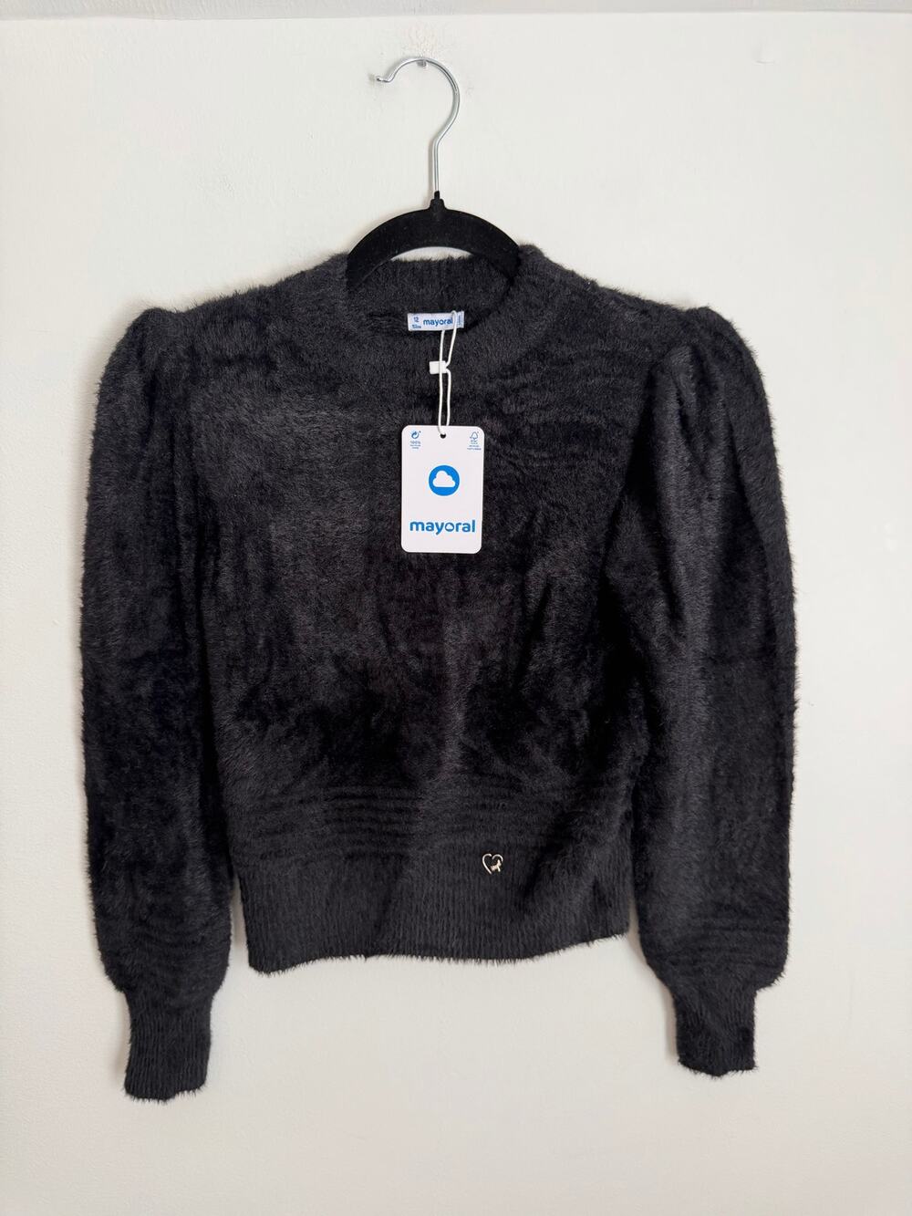 Mayoral Black Faux Fur Girl's sweater NWT size 12